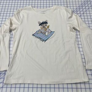 Talbots cream-colored graphic print Long Sleeve Shirt